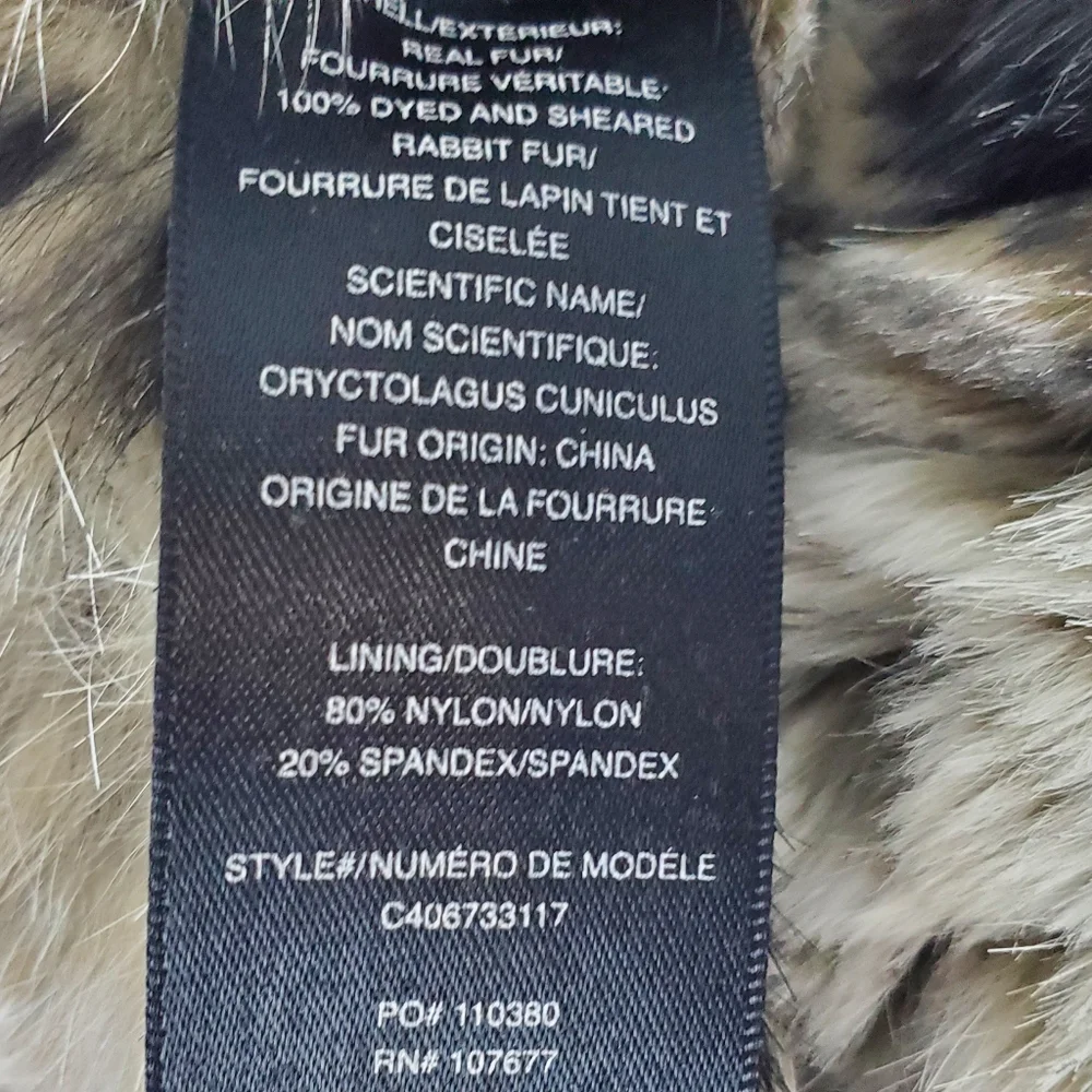 Alice + Olivia India Real Rabbit Fur Cascade Vest in Grey & Black Size Medium